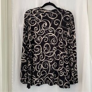 Chico's Black and Cream Swirl Blouse